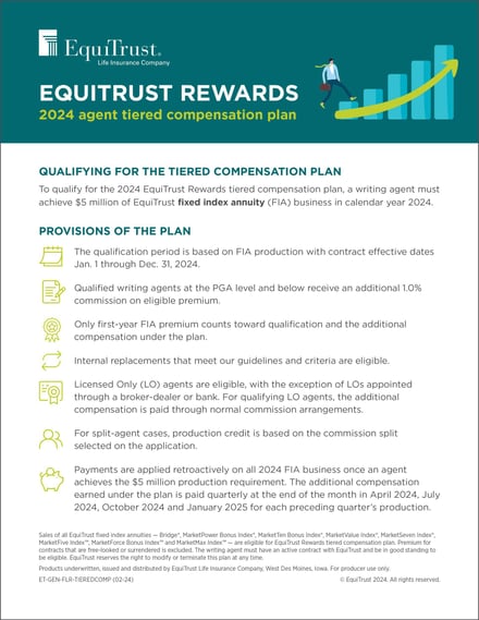 EquiTrust tiered compensation plan flyer