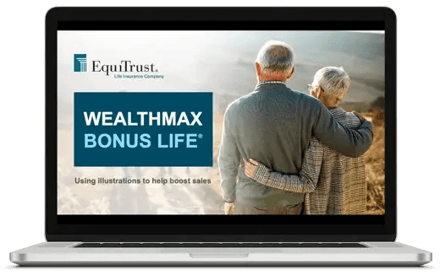 WealthMax Bonus Life presentation on laptop