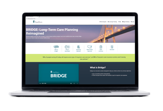 Bridge microsite on laptop