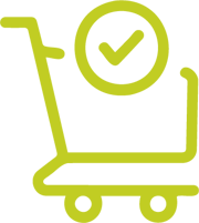 checkout cart with checkmark